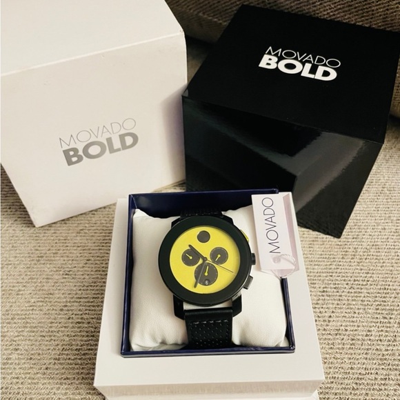 Movado Bold TR90 Black and Yellow Dial Watch
